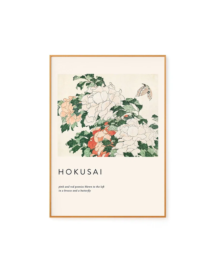 Peonies and Butterfly by Hokusai