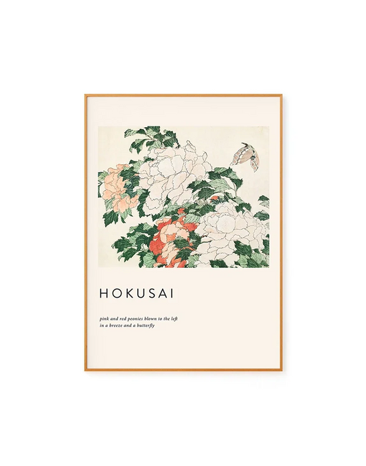 Peonies and Butterfly by Hokusai