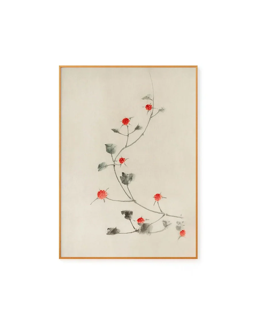 Small Red Blossoms On A Vine by Katsushika Hokusai