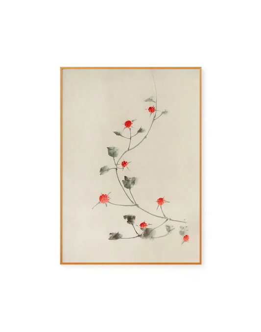 Small Red Blossoms On A Vine by Katsushika Hokusai